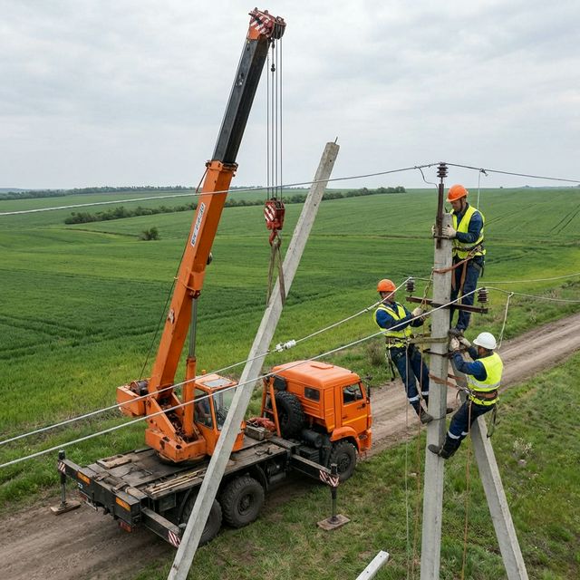 Монтаж опор ЛЕП
